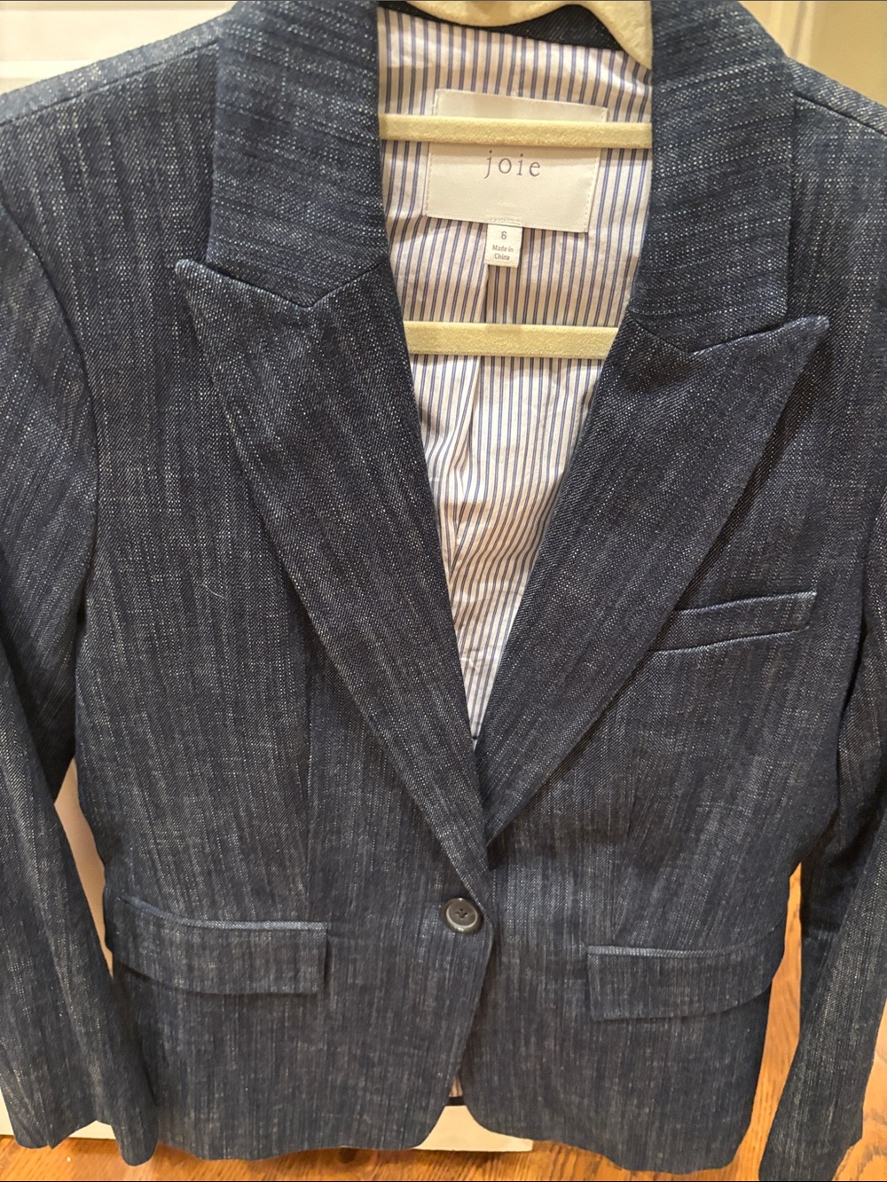 Joie Denim and Cotton Single-Button Blazer